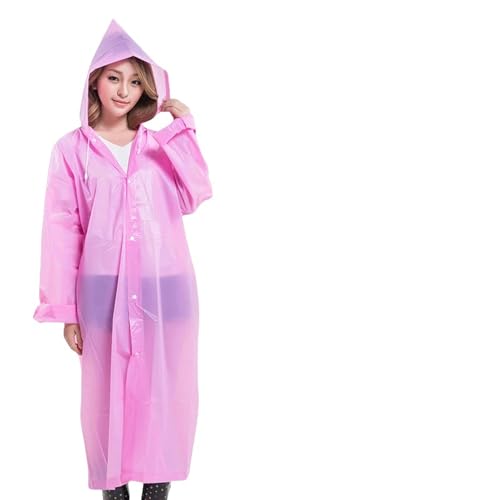 GLYLFQZJ Wasserdichter Poncho Für Erwachsene Regenmantel Frauen Männer Verdickter Wasserdichter Regenmantel Tourismus Outdoor Wandern Regen Poncho Regenmantel Kapuze Regenmantel-Rosa-Einheitsgröße von GLYLFQZJ