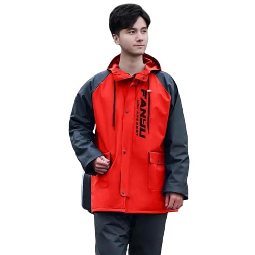 GLYLFQZJ Wasserdichter Poncho Für Erwachsene Split Männer Und Frauen Wandern Zum Mitnehmen Reiter Anti-Sturm-Regenmantel Mode Regenmantel Und Regenhosenanzug-Schwarz-XXL von GLYLFQZJ