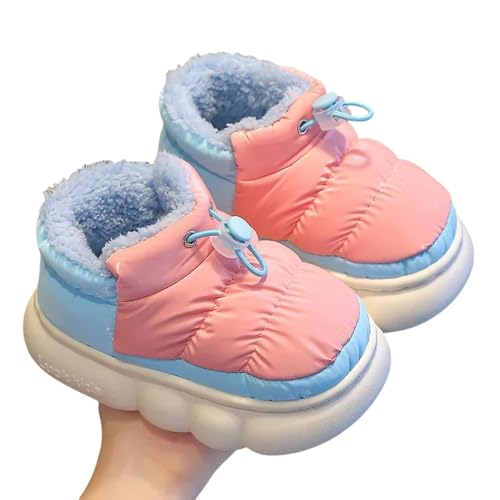 GLYLFQZJ Winterhausschuhe Kinder Kinder Mode Mädchen Hausschuhe Wasserdicht Winter Casual Kinder Jungen Kurze Stiefel rutschfeste Eltern-Kind Schuhe-Rosa-28-29 Innen 17,5Cm von GLYLFQZJ