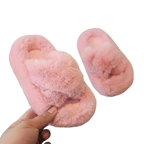 GLYLFQZJ Winterhausschuhe Kinder Kinder Plüsch Hausschuhe Nach Hause Warm Verdickt Anti-Rutsch Baby Nette Hausschuhe Kinder Schuhe Kleinkind Mädchen Schuhe-Pink-32-33 Innensohlen20Cm von GLYLFQZJ