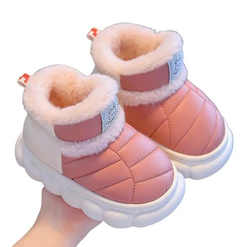 GLYLFQZJ Winterhausschuhe Kinder Kinder Schnee Stiefel Winter Plüsch Warme Outdoor Anti Rutsch Bequeme Plattform Mädchen Jungen Nette Baby Baumwollschuhe-26-27(Inner-16Cm)-Hellrot von GLYLFQZJ