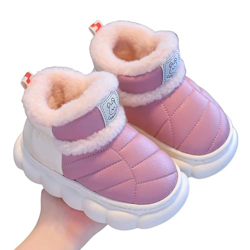 GLYLFQZJ Winterhausschuhe Kinder Kinder Schnee Stiefel Winter Plüsch Warme Outdoor Anti Rutsch Bequeme Plattform Mädchen Jungen Nette Baby Baumwollschuhe-32-33(Inner-19Cm)-Hellviolett von GLYLFQZJ