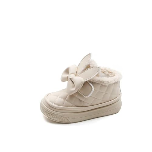 GLYLFQZJ Winterhausschuhe Kinder Plüsch Kinder Sneakers Winter Wärme Mädchen Baumwolle Schuhe Vielseitige Freizeitschuhe Komfort Schnee Stiefel Kinder Schuhe-Beige Plüsch-27-Innensohlen17Cm von GLYLFQZJ