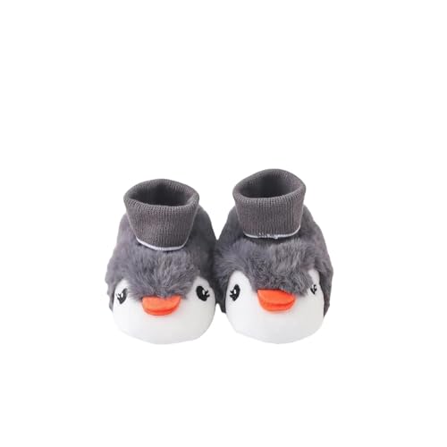 GLYLFQZJ Winterhausschuhe Kinder Winter Süße 3D-Cartoon-Tiere Babyschuhe Neugeborene Warme Flauschige Säuglingssocken Schuhe Nicht-Skid Innenruhrschuhe-Pinguin-14(Innensohle 13.5Cm) von GLYLFQZJ