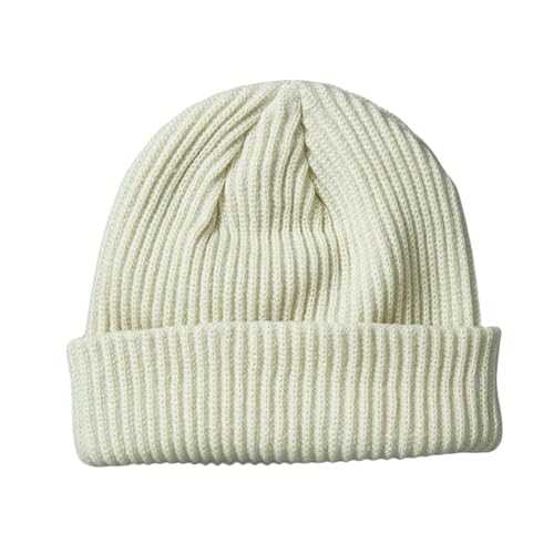 GLYLFQZJ Wintermützen Für Herren Herbst Schwarz Rot Winter Männer Frauen Strickmütze Solid Skullies Mützen Dad Cap Dicke Warme Ski Beanies Caps Mädchen-Beige von GLYLFQZJ