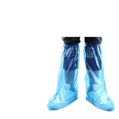 GLYLFQZJ wasserdichte Überschuhe Einweg Pe Plastik wasserdichte Schuhabdeckung Farm Schutzschuhdecke Regenschuhabdeckung Regenstiefelabdeckung Wasserdicht-Blau-5 Paar von GLYLFQZJ