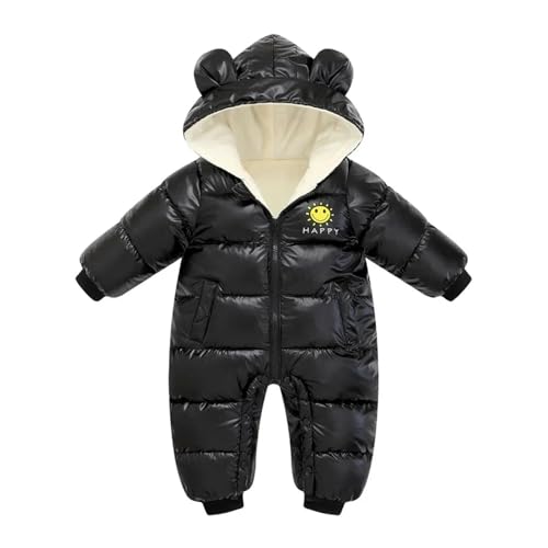 Schneeanzug-Overall Für Kleinkinder Baby Winter Schneeanzug Plus Samt Wasserdicht No-Wash Jungen Overall Neugeborener Strampler Baby Mädchen Overalls Säuglingsmantel Kleidung-Schwarz-70(0-6M) von GLYLFQZJ