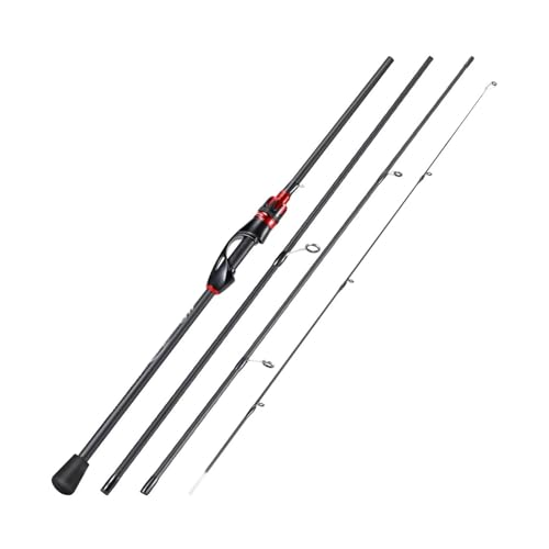 Fishing Rod Angelrute 2,1 m Ultraleichte Kohlefaserrute 4 Abschnitte mit Eva-Griff Baitcasting-Angelrute Angelrute von GLigeT