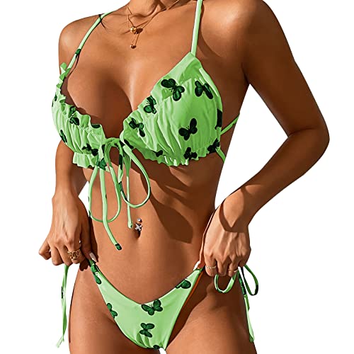 GMBYLBY Damen Triangel String Neckholder Badeanzug Hoch Geschnitten Seitlich Gebundene Bikinis Neckholder Seitlich Gebundener Dreieck Badeanzug von GMBYLBY