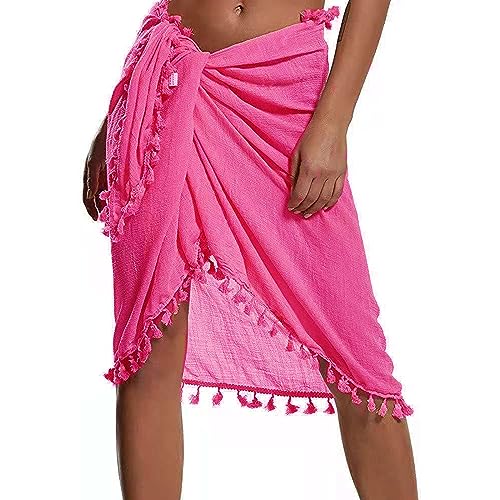 GMBYLBY Kurze Sarongs Für Damen Badeanzug Überzüge Quasten Bikinis Überzüge Badebekleidung Bikinis Wickelrock Lässige Strandmode Tücher von GMBYLBY