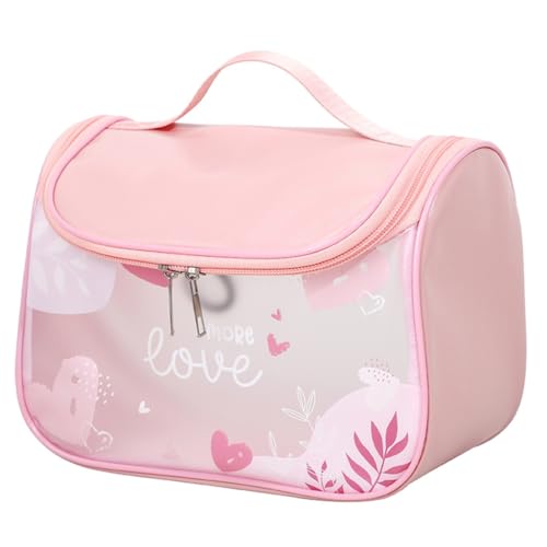 GMBYLBY PVC-Make-up-Tasche, Kosmetiktasche, mattiert, transparent, Kulturbeutel, Make-up-Tasche für Zuhause, Reisen, Kosmetiktasche, tragbar, rose von GMBYLBY