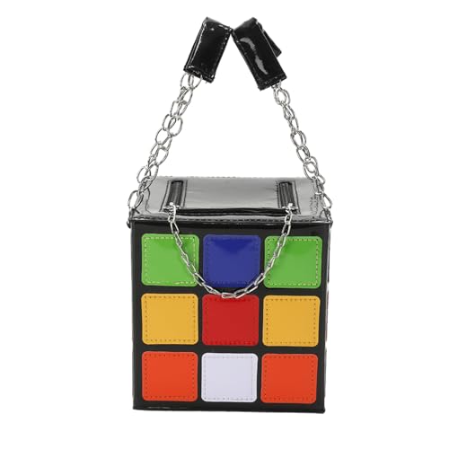 Würfelförmige Handtasche Quadratische Box Handtasche Puzzle Würfel Förmige Handtasche Silbernem Kettengriff Handy Geldbörse von GMBYLBY