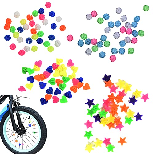 Fahrradrad Speichen Perlen,Speichenperlen Speichenclips Speichenklicker,Speichenperlen Kinderfahrrad Reflektierend Leuchtendes für Kinder Fahrrad Speichen Dekoration,144 Stück von GNAUMORE
