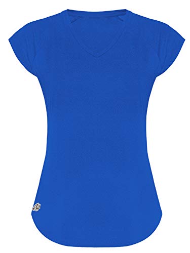 GO HEAVY Damen Fitness Funktions Sport T-Shirt Laufshirt Kurzarm Schnelltrocknend Yoga Sportoberteil | Blau M von GO HEAVY