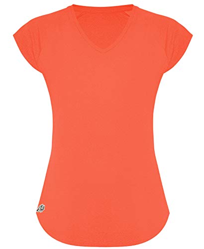 GO HEAVY Damen Fitness Funktions Sport T-Shirt Laufshirt Kurzarm Schnelltrocknend Yoga Sportoberteil | Neon Koralle L GO HEAVY Damen Fitness Funktions Sport T-Shirt Laufshirt Kurzarm Schnelltrocknend Yoga Sportoberteil | Neon Koralle L von GO HEAVY
