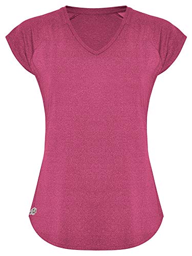 GO HEAVY Damen Fitness Funktions Sport T-Shirt Laufshirt Kurzarm Schnelltrocknend Yoga Sportoberteil | Rosa L von GO HEAVY