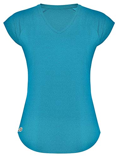 GO HEAVY Damen Fitness Funktions Sport T-Shirt Laufshirt Kurzarm Schnelltrocknend Yoga Sportoberteil | Türkis S von GO HEAVY