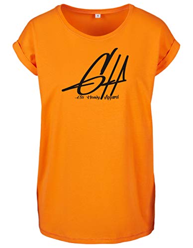 GO HEAVY Oversize Frauen Fitness Wor-Out T-Shirt | Kurzarm Yoga Gym Sportshirt | Aufdruck Graphic | Orange S von GO HEAVY