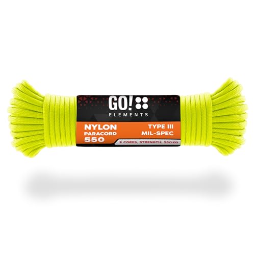 GO!elements 15m Paracord Seil aus reißfester Nylonschnur - 4mm Paracord 550 Typ III Schnur - geeignet als Allzweckseil & Reepschnur - Max. 250kg, Farbe: Neon GO!elements 15m Paracord Seil aus reißfester Nylonschnur - 4mm Paracord 550 Typ III Schnur - geeignet als Allzweckseil & Reepschnur - Max. 250kg, Farbe: Neon von GO!elements