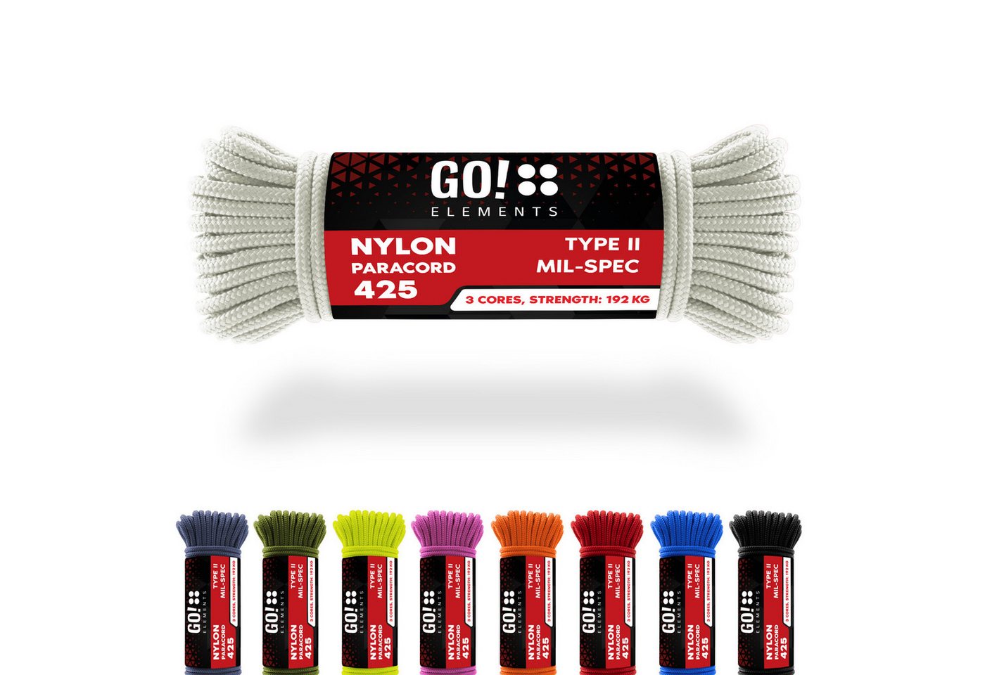 GO!elements Paracord 425 - 3mm Abspannleine, Paracord 425 aus reißfester Nylonschnur GO!elements Paracord 425 - 3mm Abspannleine, Paracord 425 aus reißfester Nylonschnur von GO!elements