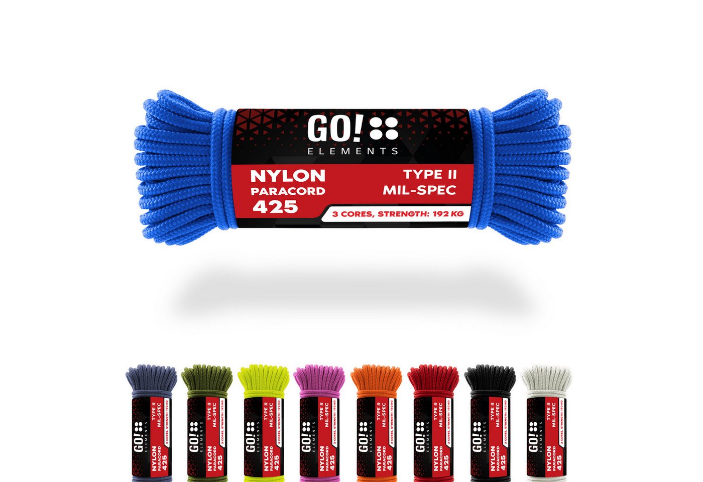 GO!elements Paracord 425 - 3mm Abspannleine, Paracord 425 aus reißfester Nylonschnur GO!elements Paracord 425 - 3mm Abspannleine, Paracord 425 aus reißfester Nylonschnur von GO!elements