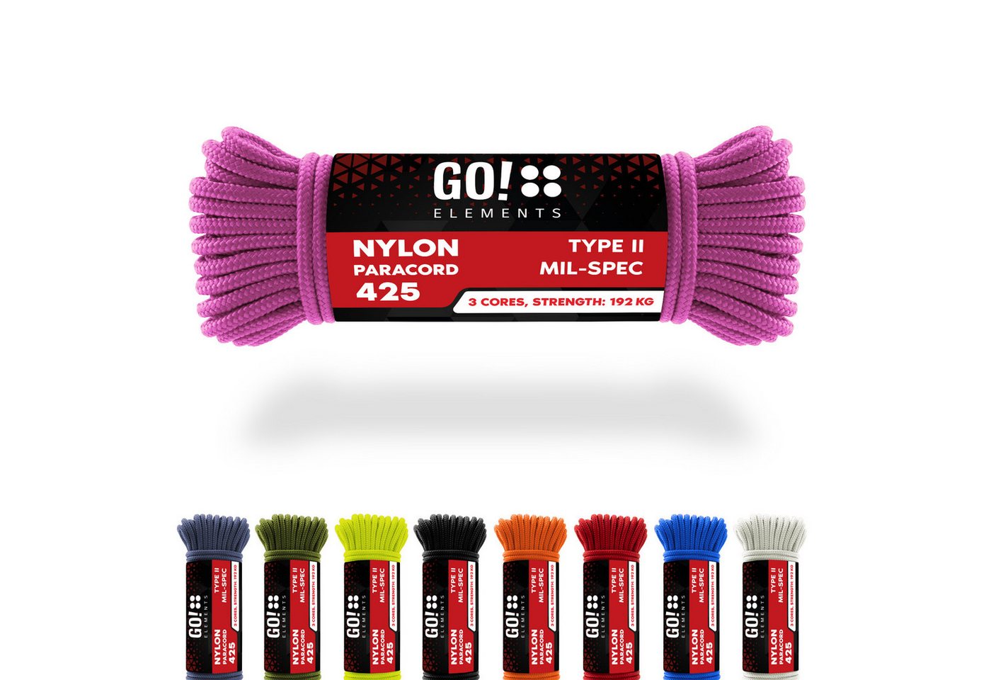 GO!elements Paracord 425 - 3mm Abspannleine, Paracord 425 aus reißfester Nylonschnur GO!elements Paracord 425 - 3mm Abspannleine, Paracord 425 aus reißfester Nylonschnur von GO!elements