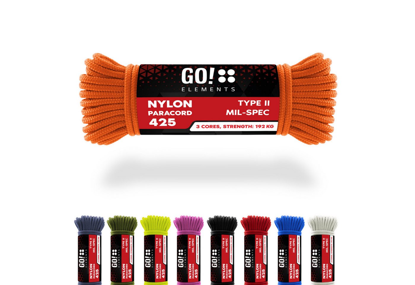 GO!elements Paracord 425 - 3mm Abspannleine, Paracord 425 aus reißfester Nylonschnur GO!elements Paracord 425 - 3mm Abspannleine, Paracord 425 aus reißfester Nylonschnur von GO!elements