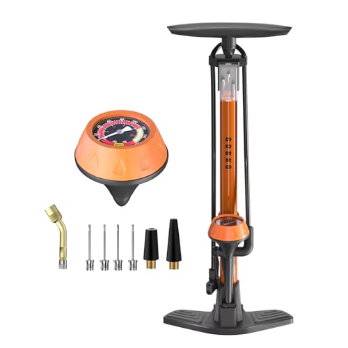 GOBKO Fahrradpumpe Luftpumpe Fahrrad Französische Ventile mit Manometer, Luftpumpe für Rennrad MTB Sportballpumpe Hochdruck 160 Psi und 11 Bar GOBKO Fahrradpumpe Luftpumpe Fahrrad Französische Ventile mit Manometer, Luftpumpe für Rennrad MTB Sportballpumpe Hochdruck 160 Psi und 11 Bar von GOBKO