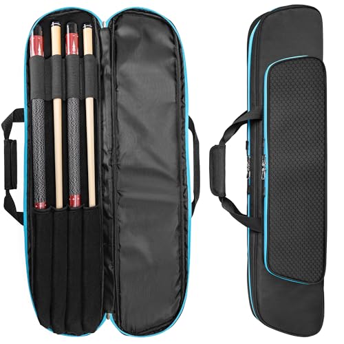 GOBUROS 2x2 Pool Queue Koffer für 2 Unterteile und 2 Schäfte, weicher Pool Stick Halter mit Zubehörtasche vorne, Billard Queue Tragetaschen mit Schultergurt für einfaches Tragen, Blau GOBUROS 2x2 Pool Queue Koffer für 2 Unterteile und 2 Schäfte, weicher Pool Stick Halter mit Zubehörtasche vorne, Billard Queue Tragetaschen mit Schultergurt für einfaches Tragen, Blau von GOBUROS