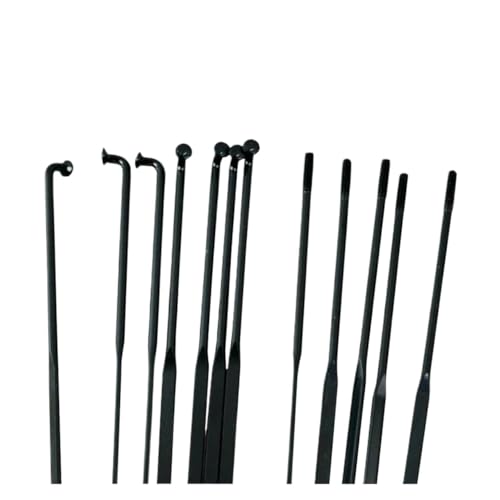 GOFDASY 24 Stück gebogene flache Speichen, 14 G, Rennrad, Radstrahlen, 45# Stahl, 2 mm Durchmesser, 3 x 1,1 mm, 14 mm, Kupferkappennippel, J-Biegung, Speichen, Edelstahl, Schwarz (252 mm flach, 24 von GOFDASY