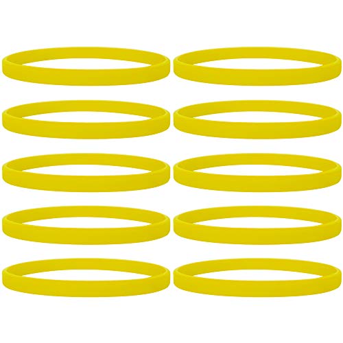 GOGO 100 Pcs Thin Silicone Wristbands for Adults, 1/5" Wide Rubber Bracelets - Yellow von GOGO