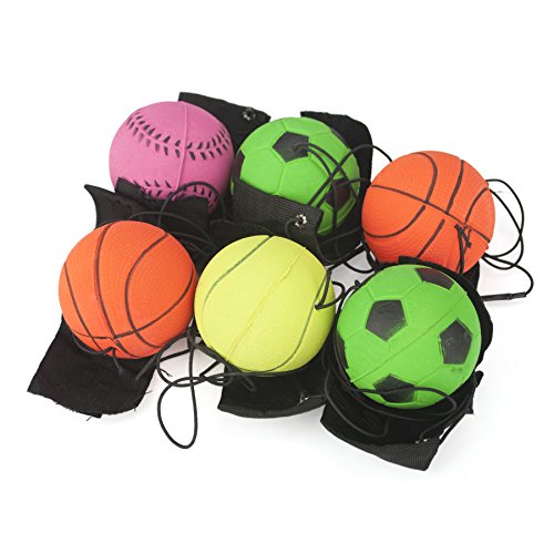 GOGO 6 Stück Returnball Handgelenk Ball an der Schnur Springball für Handgelenksübung von GOGO
