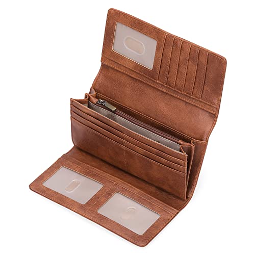 GOIACII Geldbörse Damen Leder Vintage, Portemonnaie Damen, RFID Blocking groß und im Langformat Geldbeutel Damen mit 11 Kartenfächer und Kleingeldfach GOIACII Geldbörse Damen Leder Vintage, Portemonnaie Damen, RFID Blocking groß und im Langformat Geldbeutel Damen mit 11 Kartenfächer und Kleingeldfach von GOIACII