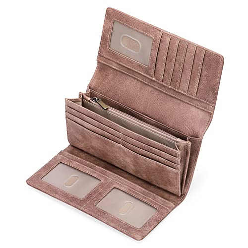 GOIACII Geldbörse Damen Leder Vintage, Portemonnaie Damen, RFID Blocking groß und im Langformat Geldbeutel Damen mit 11 Kartenfächer und Kleingeldfach GOIACII Geldbörse Damen Leder Vintage, Portemonnaie Damen, RFID Blocking groß und im Langformat Geldbeutel Damen mit 11 Kartenfächer und Kleingeldfach von GOIACII