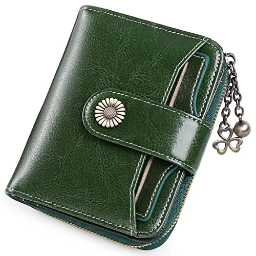 GOIACII Geldbörse für Damen, Leder, klein, RFID-blockierend, mit Reißverschluss, Kartenhalter mit Ausweisfenster, A03 Forest Green, small, Classic GOIACII Geldbörse für Damen, Leder, klein, RFID-blockierend, mit Reißverschluss, Kartenhalter mit Ausweisfenster, A03 Forest Green, small, Classic von GOIACII