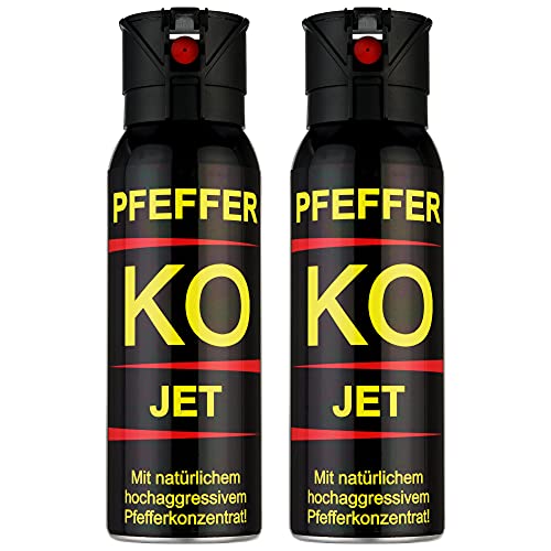 KO Pfefferspray Jet | Fog Verteidigungsspray | Abwehrspray Hundeabwehr | zur Selbstverteidigung | Sparset | Made in Germany (Jet 100 ML 2 STK) von GOKarli