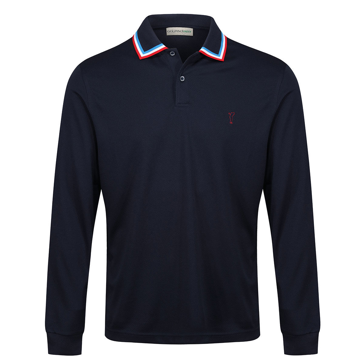 GOLFINO Men's Kafetex Long Sleeve Golf Polo Shirt, Mens, Navy, Small | American Golf von GOLFINO
