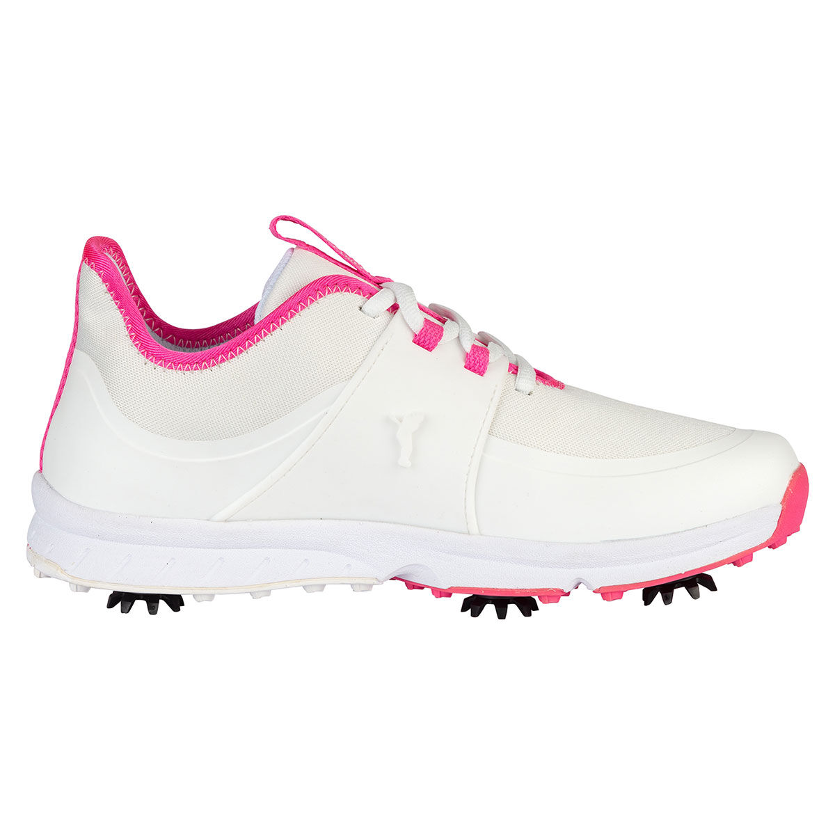 GOLFINO Women's White and Pink Comfortable Linda Waterproof Spiked Golf Shoes, Size: 7 | American Golf von GOLFINO