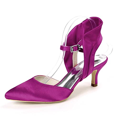 GOODIIDEA Damen Hochzeits-Party-Pumps mit Spitzen, geschlossene Zeh, Satin, Schnalle, Kletterschuh, Abendkleidungs-Schuhe von GOODIIDEA