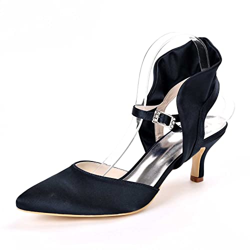 GOODIIDEA Damen Hochzeits-Party-Pumps mit Spitzen, geschlossene Zeh, Satin, Schnalle, Kletterschuh, Abendkleidungs-Schuhe von GOODIIDEA