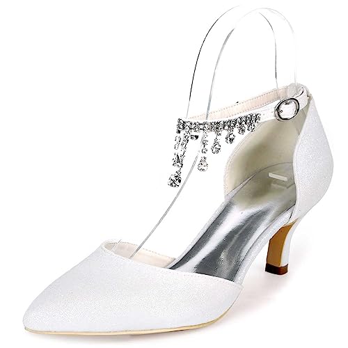 GOODIIDEA Damen Kitten-Heels mit Spitzen, geschlossener Zeh, Schnalle, Kletterschuh, Sandalen, Funkelnde Hochzeit Party Kleidungs-Schuhe von GOODIIDEA