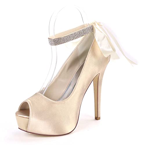 GOODIIDEA Damen Plattform Sandalen mit hohen Absätzen, Kletterschuh, Rhinestone Sandalen, offenen Zeh, Kitten Heels, Hochzeit Party Pumps Schuhe von GOODIIDEA