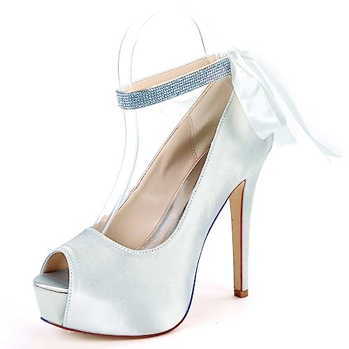 GOODIIDEA Damen Plattform Sandalen mit hohen Absätzen, Kletterschuh, Rhinestone Sandalen, offenen Zeh, Kitten Heels, Hochzeit Party Pumps Schuhe von GOODIIDEA