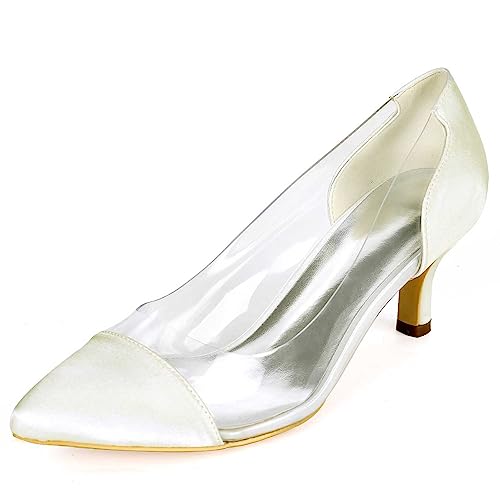 GOODIIDEA Damen-Pumps mit spitzem Zeh, niedrige Absätze, Rhinestone, Satin, Abendkleidungs-Schuhe für Prom, Hochzeit von GOODIIDEA