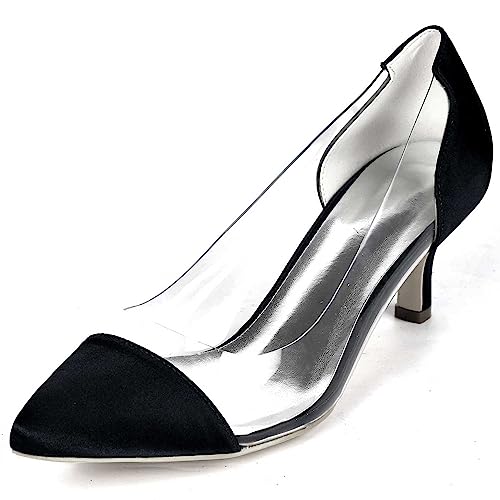 GOODIIDEA Damen-Pumps mit spitzem Zeh, niedrige Absätze, Rhinestone, Satin, Abendkleidungs-Schuhe für Prom, Hochzeit von GOODIIDEA