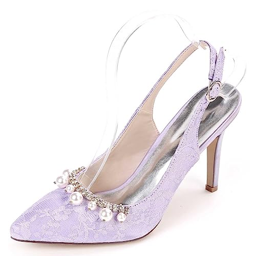 GOODIIDEA Damen-Schuhe mit geschlossenem Zeh - Spitzen, Schnalle, Rhinestone, Perlen Sandalen, Kitten-Heels, niedrige Absätze, Kletterschuh, Hochzeits-Pumps von GOODIIDEA