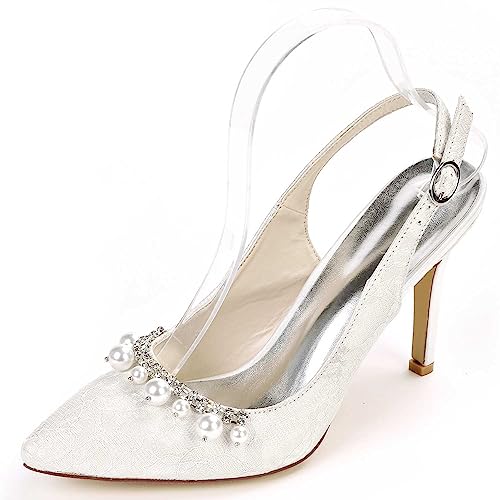 GOODIIDEA Damen-Schuhe mit geschlossenem Zeh - Spitzen, Schnalle, Rhinestone, Perlen Sandalen, Kitten-Heels, niedrige Absätze, Kletterschuh, Hochzeits-Pumps von GOODIIDEA