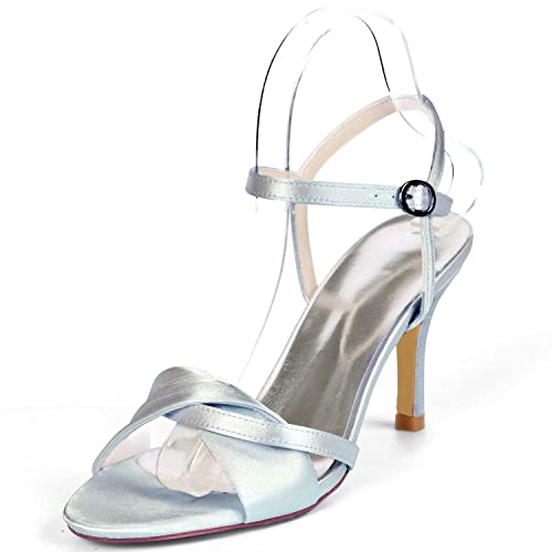 GOODIIDEA Frauen Hochzeitschuhe mit offenen Zehen und hohen Absätzen aus Satin - Glamouröse Brautschuhe & Sandalen für Abschlussballs & besondere Veranstaltungen von GOODIIDEA