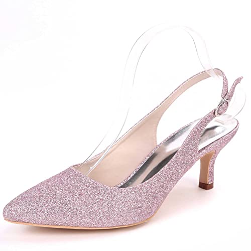 GOODIIDEA Frauen Kleiderschuhe mit niedrigen Kittenheels - Glitzer-Akzente, geschlossenen Schnallen,perfekt für Büro, Arbeit, Hochzeit & formelle Veranstaltungen von GOODIIDEA