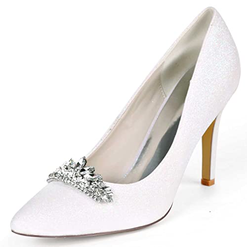 GOODIIDEA Frauen Low Heel Stiletto Pumps mit spitzer Zehen & Glitzer-Strasssteine - Slip-On-Design perfekt für Hochzeiten, Partys & Elegante Anlässe von GOODIIDEA